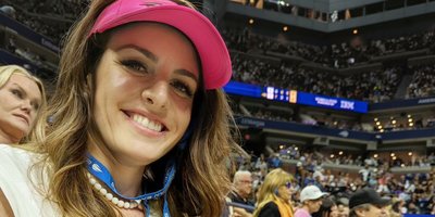 victory shot after catching the match point ball 🎾 from Tiafoe v Alcaraz Men's Semi Finals, US Open 2022; Queens, NY